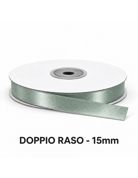 Nastro Doppio Raso 15 mm x 50 m - Argento - vista bobina