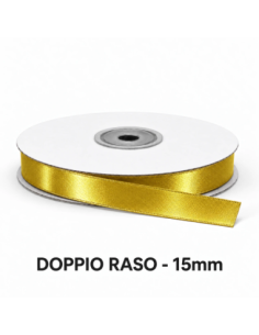 Nastro Doppio Raso 15 mm x 50 m - Oro - vista bobina