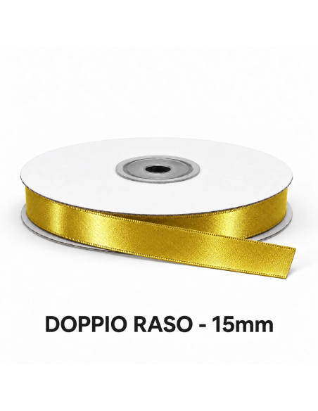 Nastro Doppio Raso 15 mm x 50 m - Oro - vista bobina
