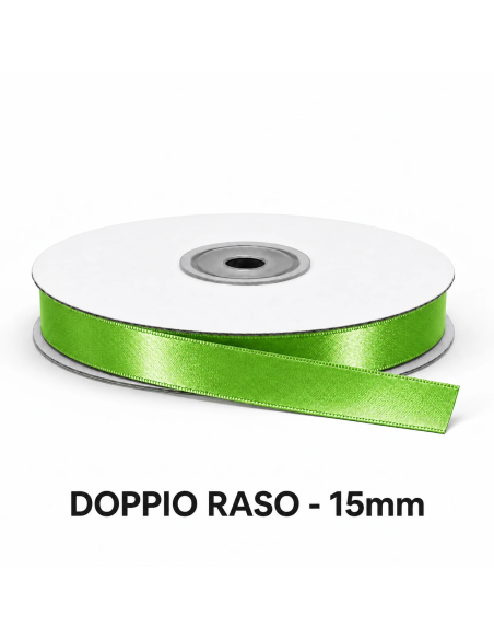 Nastro Doppio Raso 15 mm x 50 m - Verde Napoli - vista bobina