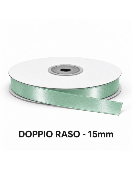 Nastro Doppio Raso 15 mm x 50 m - Verde Vita - vista bobina