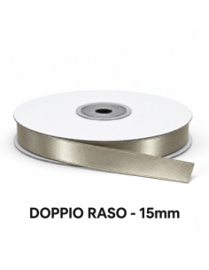 Nastro Doppio Raso 15 mm x 50 m - Tortora - vista bobina