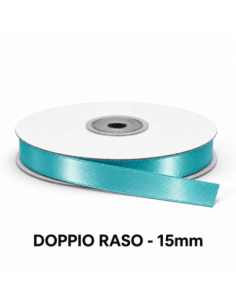 Nastro Doppio Raso 15 mm x 50 m - Turchese - vista bobina