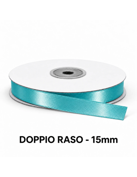 Nastro Doppio Raso 15 mm x 50 m - Turchese - vista bobina