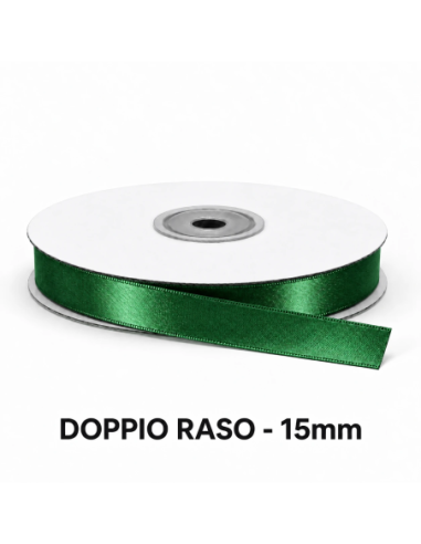 Nastro Doppio Raso 15 mm x 50 m - Verde Smeraldo - vista bobina