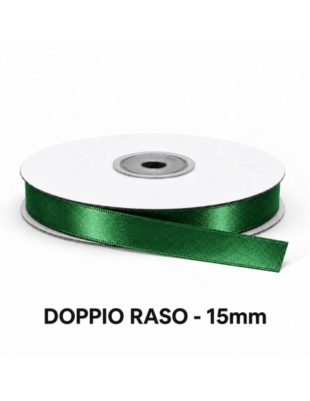 Nastro Doppio Raso 15 mm x 50 m - Verde Smeraldo - vista bobina
