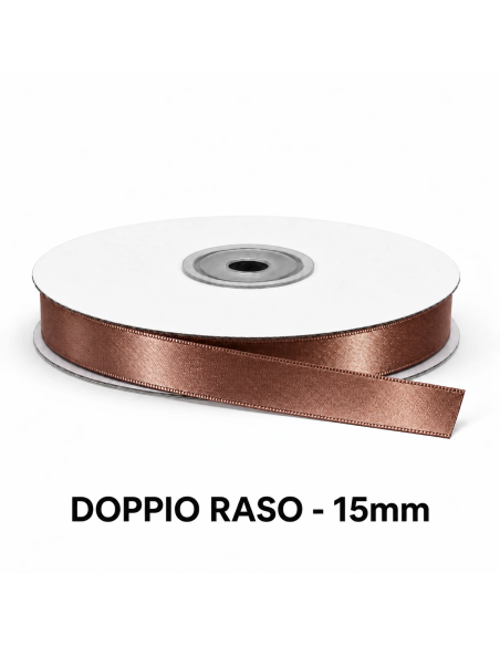 Nastro Doppio Raso 15 mm x 50 m - Mocha Mousse - vista bobina