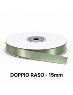 Nastro Doppio Raso 15 mm x 50 m - Verde Salvia - vista bobina