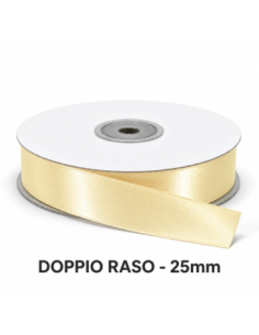 Nastro Doppio Raso 25 mm x 50 m - Avorio - vista bobina