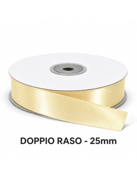 Nastro Doppio Raso 25 mm x 50 m - Avorio - vista bobina