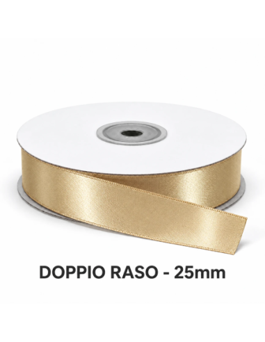 Nastro Doppio Raso 25 mm x 50 m - Nocciola - vista bobina