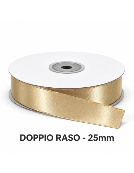 Nastro Doppio Raso 25 mm x 50 m - Nocciola - vista bobina