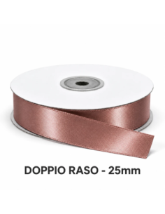 Nastro Doppio Raso 25 mm x 50 m - Marrone Scuro - vista bobina