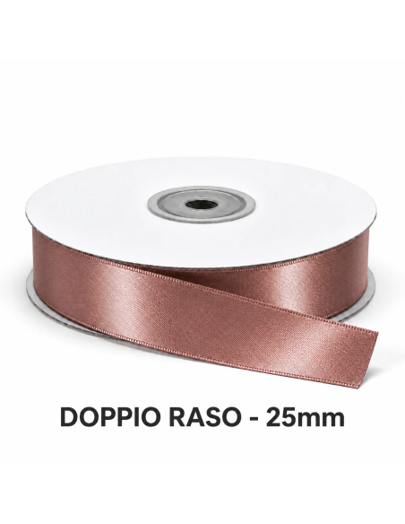 Nastro Doppio Raso 25 mm x 50 m - Marrone Scuro - vista bobina