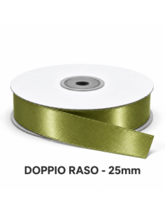Nastro Doppio Raso 25 mm x 50 m - Verde Medio - vista bobina