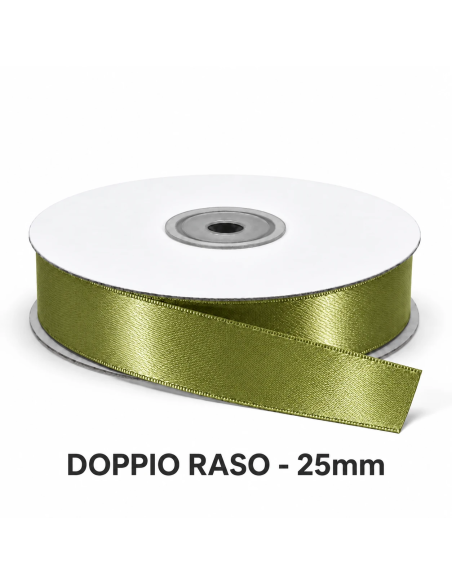 Nastro Doppio Raso 25 mm x 50 m - Verde Medio - vista bobina
