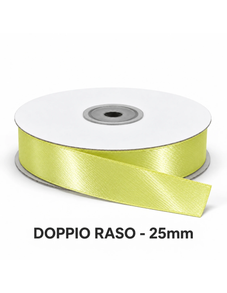 Nastro Doppio Raso 25 mm x 50 m - Giallo - vista bobina