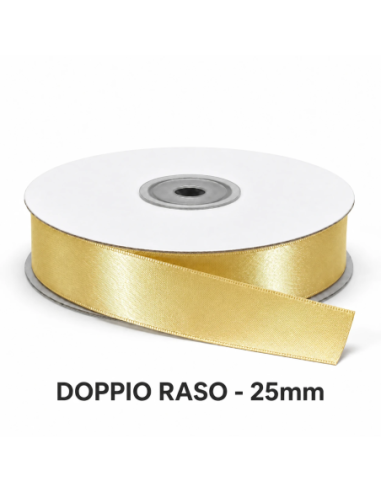 Nastro Doppio Raso 25 mm x 50 m - Crema Caldo - vista bobina