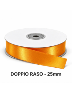 Nastro Doppio Raso 25 mm x 50 m - Giallo Arancio - vista bobina