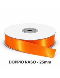 Nastro Doppio Raso 25 mm x 50 m - Arancio Caldo - vista bobina