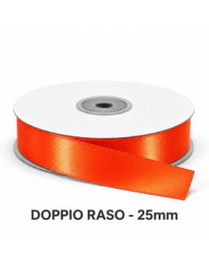 Nastro Doppio Raso 25 mm x 50 m - Arancio Brillante - vista bobina