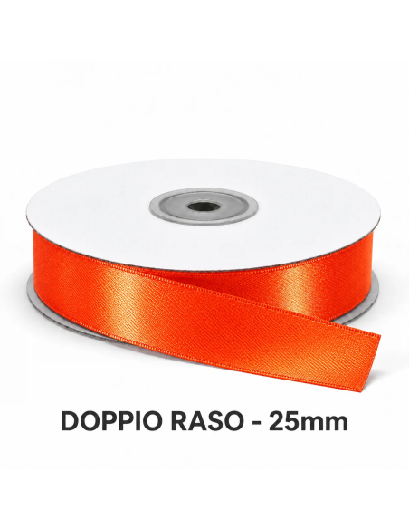 Nastro Doppio Raso 25 mm x 50 m - Arancio Brillante - vista bobina
