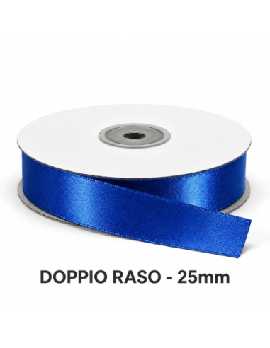 Nastro Doppio Raso 25 mm x 50 m - Blu - vista bobina