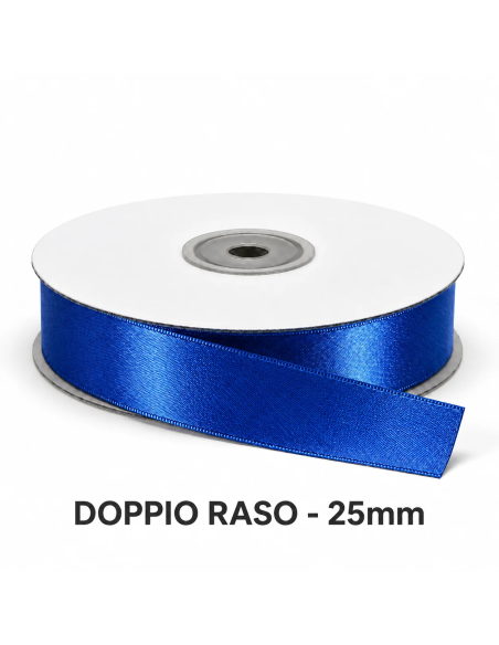 Nastro Doppio Raso 25 mm x 50 m - Blu - vista bobina