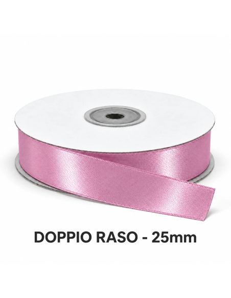 Nastro Doppio Raso 25 mm x 50 m - Fuxia - vista bobina