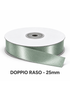 Nastro Doppio Raso 25 mm x 50 m - Argento - vista bobina