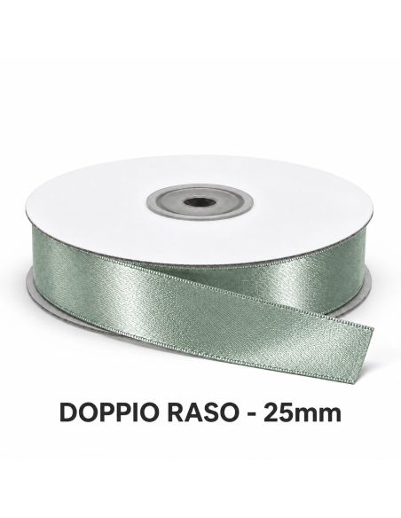 Nastro Doppio Raso 25 mm x 50 m - Argento - vista bobina