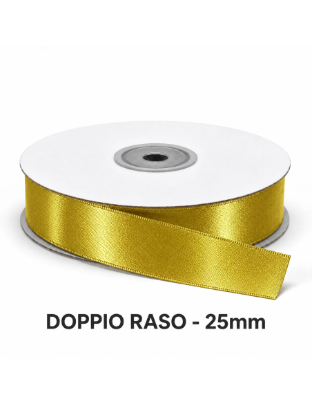 Nastro Doppio Raso 25 mm x 50 m - Oro - vista bobina