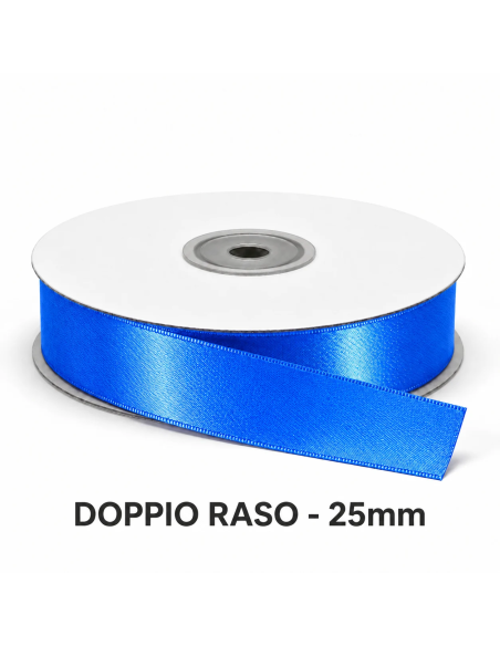 Nastro Doppio Raso 25 mm x 50 m - Bluette - vista bobina