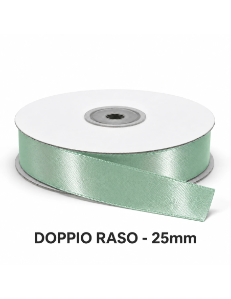 Nastro Doppio Raso 25 mm x 50 m - Verde Vita - vista bobina