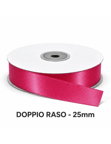 Nastro Doppio Raso 25 mm x 50 m - Fragola - vista bobina