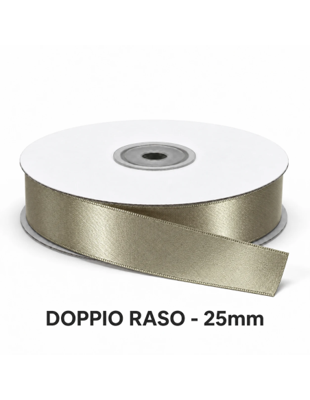 Nastro Doppio Raso 25 mm x 50 m - Tortora - vista bobina