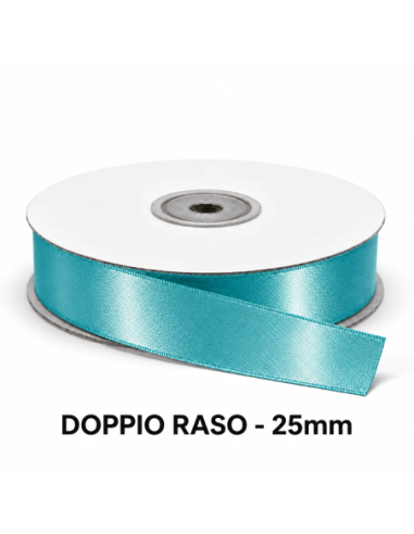Nastro Doppio Raso 25 mm x 50 m - Turchese - vista bobina