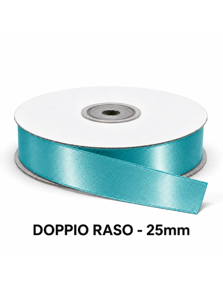 Nastro Doppio Raso 25 mm x 50 m - Turchese - vista bobina
