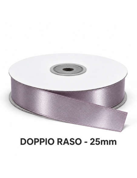 Nastro Doppio Raso 25 mm x 50 m - Cipria - vista bobina