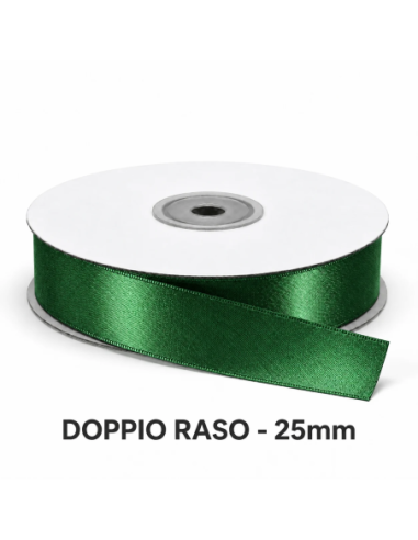 Nastro Doppio Raso 25 mm x 50 m - Verde Smeraldo - vista bobina