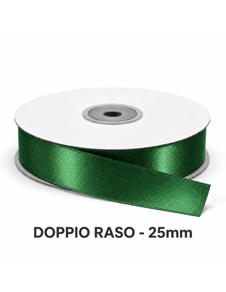 Nastro Doppio Raso 25 mm x 50 m - Verde Smeraldo - vista bobina