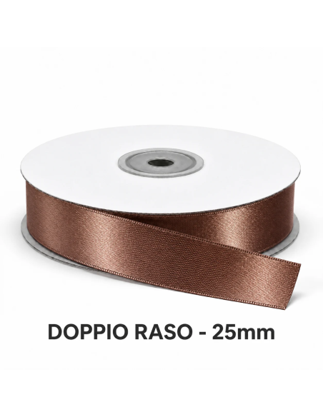 Nastro Doppio Raso 25 mm x 50 m - Mocha Mousse - vista bobina