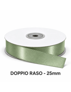 Nastro Doppio Raso 25 mm x 50 m - Verde Salvia - vista bobina