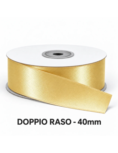 Nastro Doppio Raso 40 mm x 50 m - Crema Caldo - vista bobina