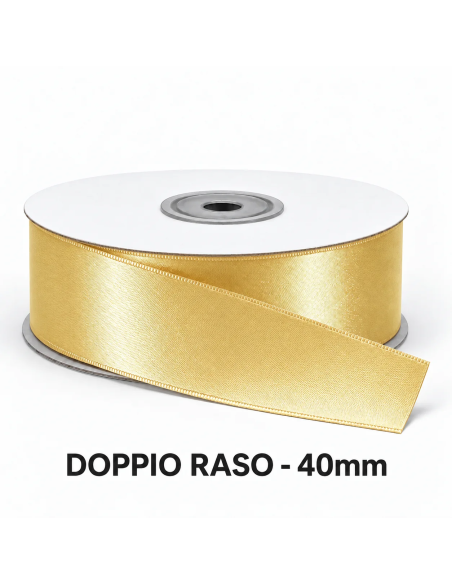 Nastro Doppio Raso 40 mm x 50 m - Crema Caldo - vista bobina