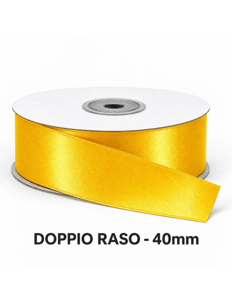Nastro Doppio Raso 40 mm x 50 m - Giallo Intenso - vista bobina