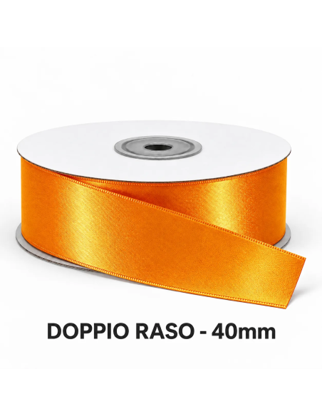 Nastro Doppio Raso 40 mm x 50 m - Giallo Arancio - vista bobina