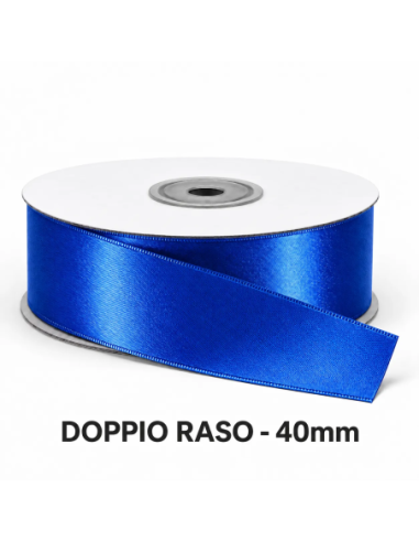 Nastro Doppio Raso 40 mm x 50 m - Blu - vista bobina