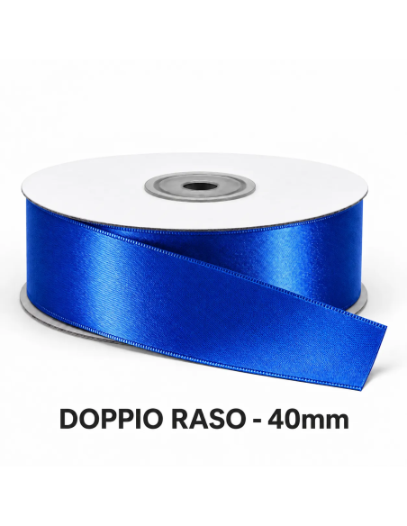 Nastro Doppio Raso 40 mm x 50 m - Blu - vista bobina
