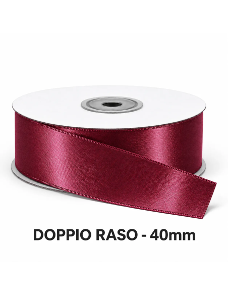 Nastro Doppio Raso 40 mm x 50 m - Bordeaux - vista bobina